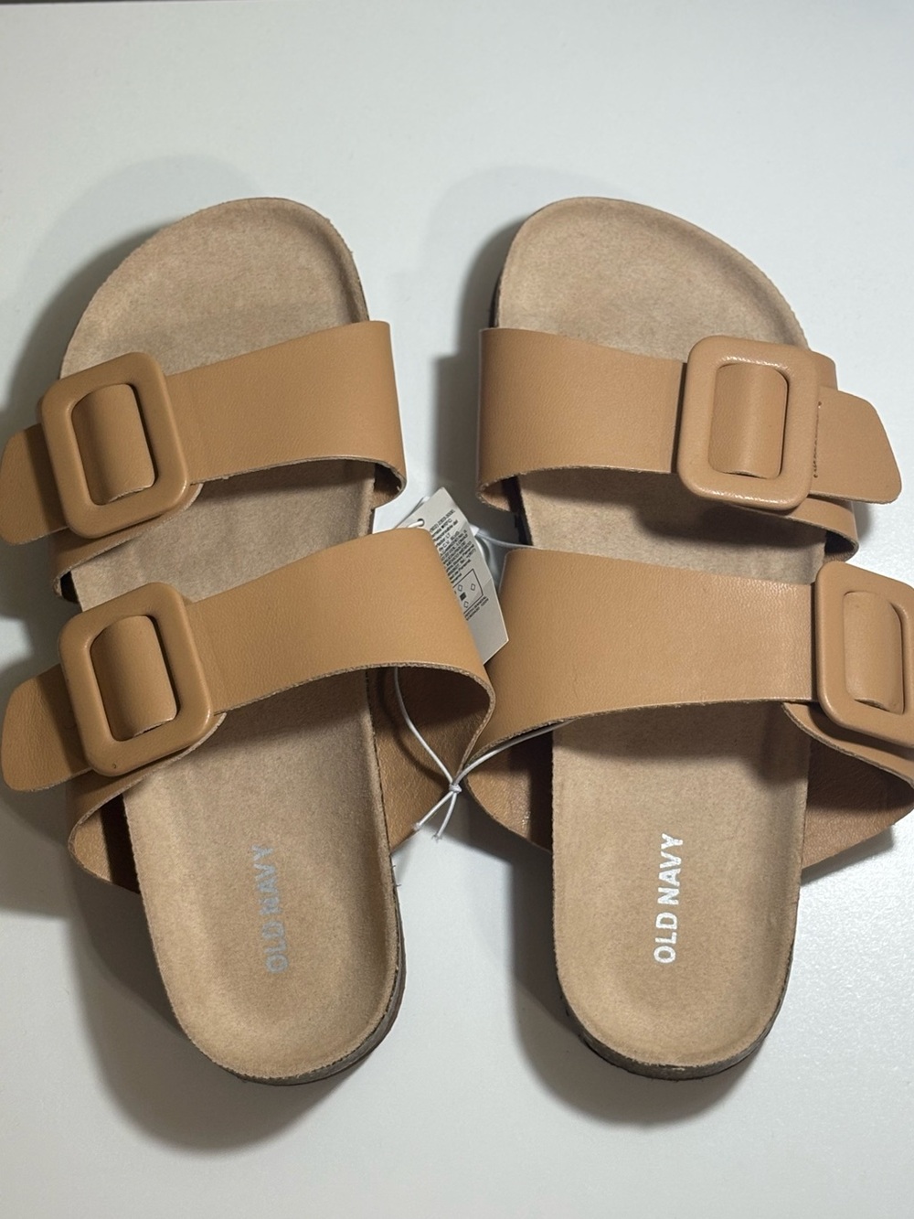 Old Navy Beige/Tan Double Strap Slide Sandals